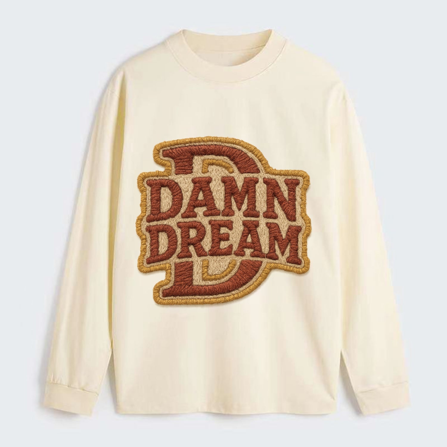 DAMN;DREAM BIG Motivational White Cap - Classic Long Sleeve Shirt - Beige