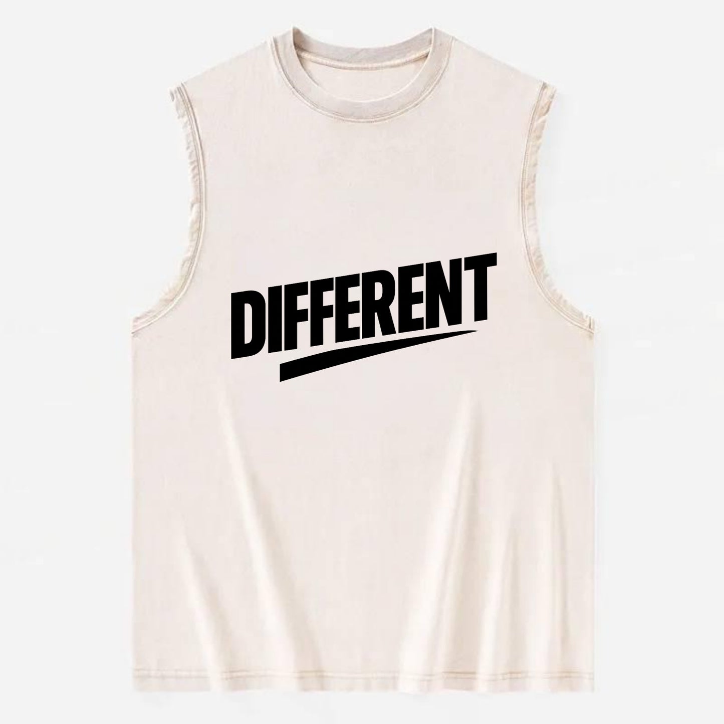 Bold typography design - "DIFFERENT" - standing out, not following crowd - Vintage Washed Tank - Beige