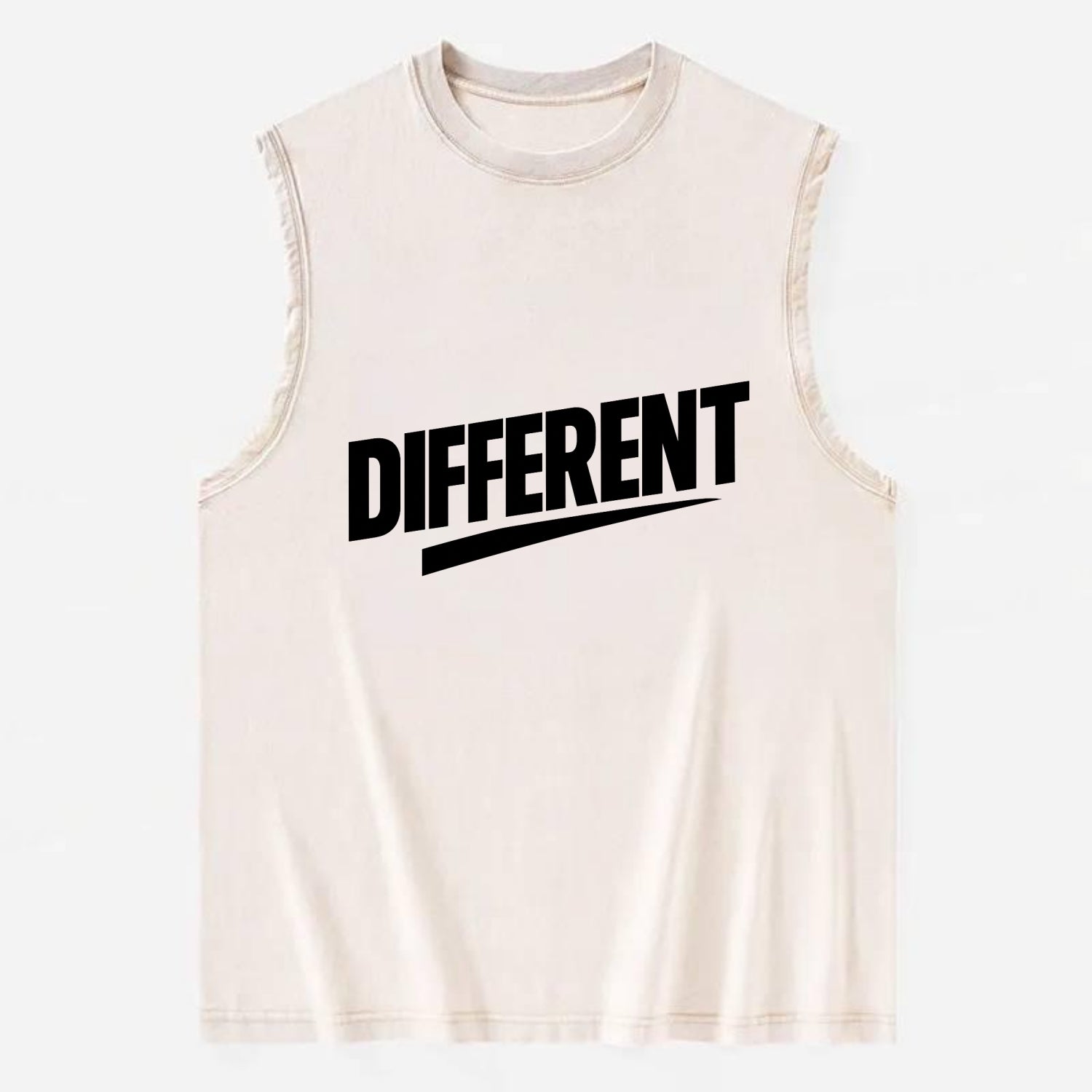 Bold typography design - "DIFFERENT" - standing out, not following crowd - Vintage Washed Tank - Beige