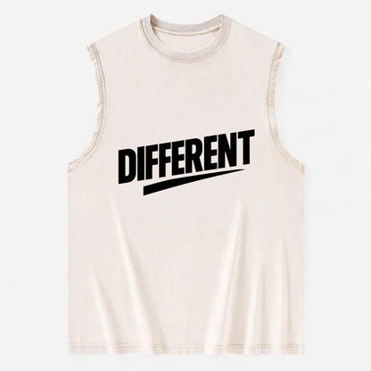 Bold typography design - "DIFFERENT" - standing out, not following crowd - Vintage Washed Tank - Beige