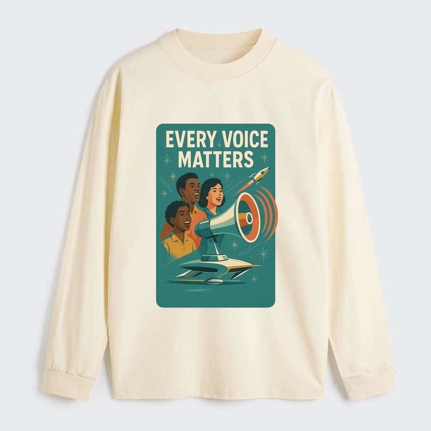 Diverse voices being heard and amplified - "Every Voice Matters" - - Classic Long Sleeve Shirt - Beige