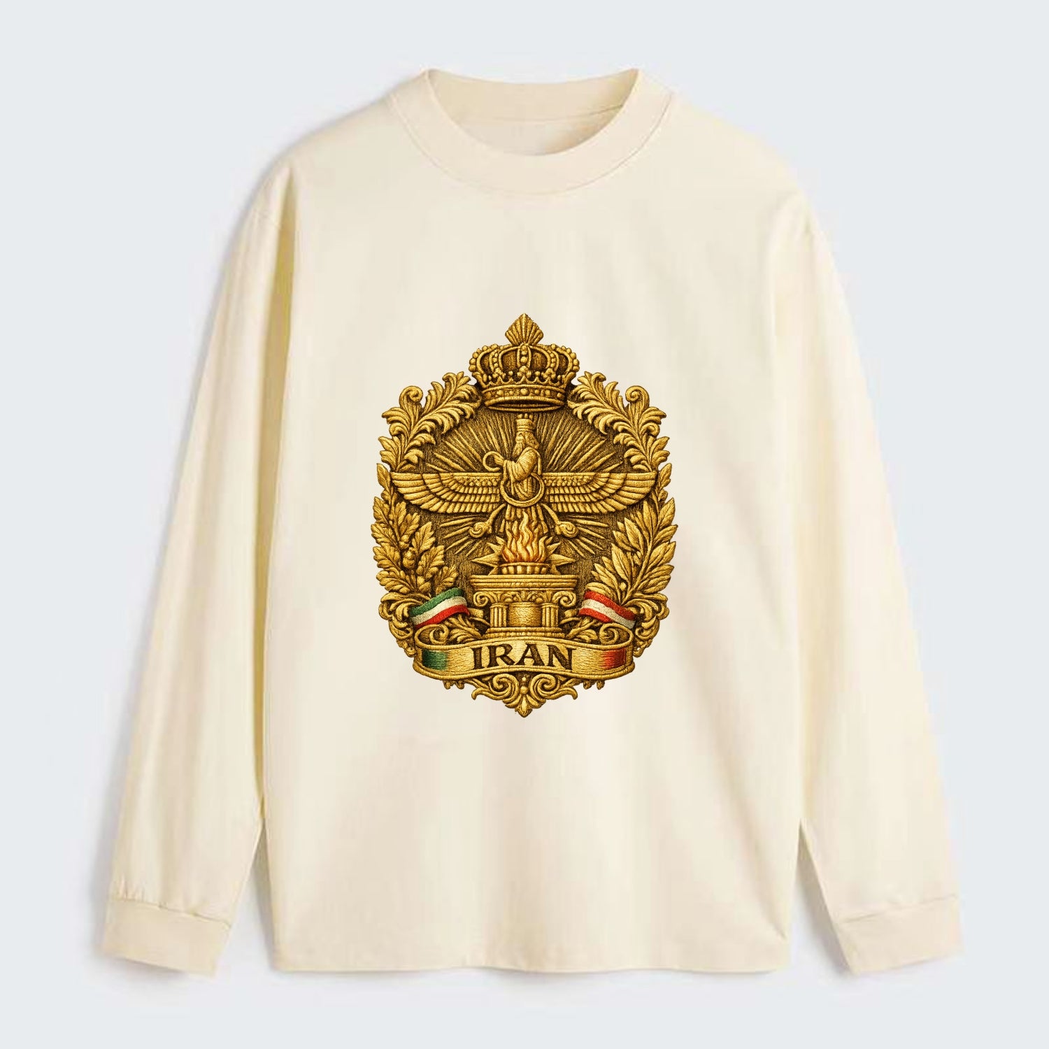 Iran Fire Temple Emblem - Classic Long Sleeve Shirt - Beige