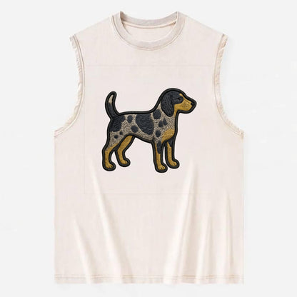 Bluetick Coonhound - Trendy spotted hound logo with prominent black border - Vintage Washed Tank - Beige