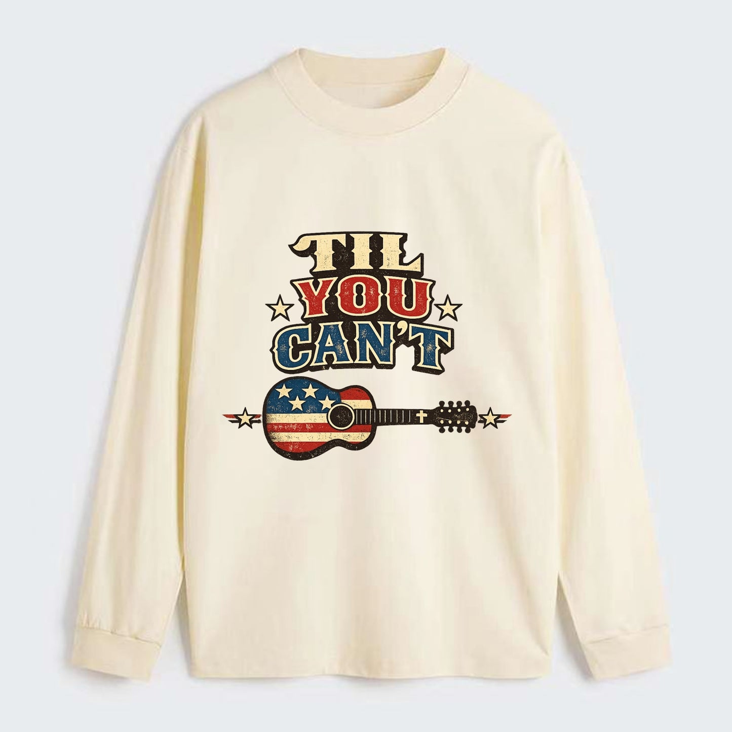Til You Cant - Flag Guitar - Classic Long Sleeve Shirt - Beige