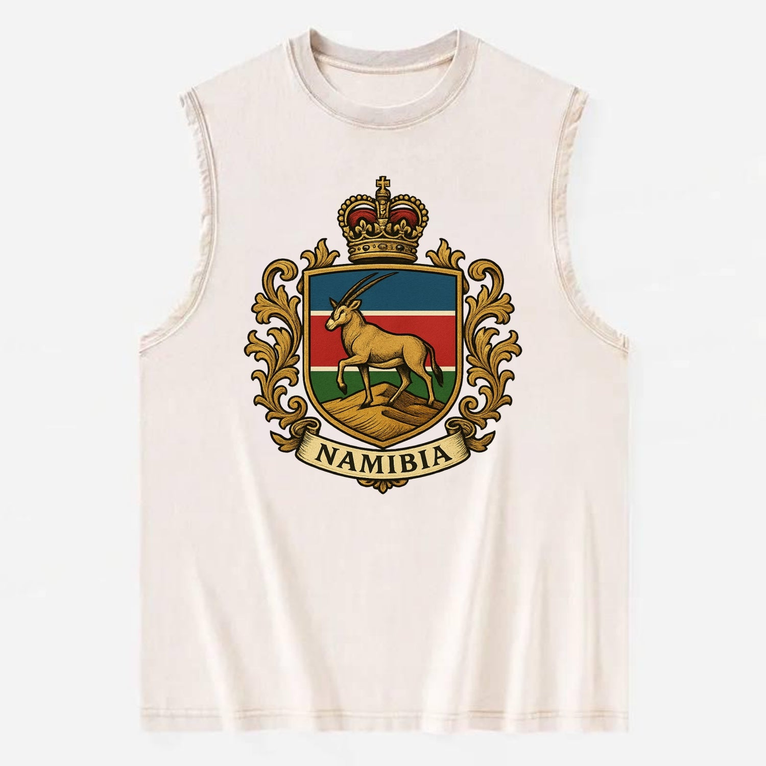 Namibia Heritage Badge  - Vintage Washed Tank - Beige