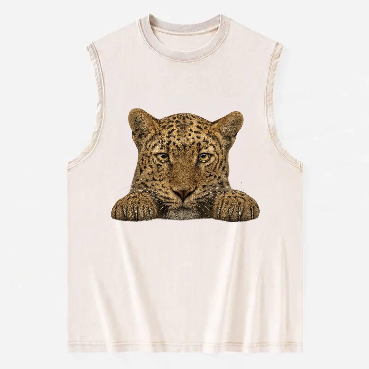 Leopard  - Vintage Washed Tank - Beige