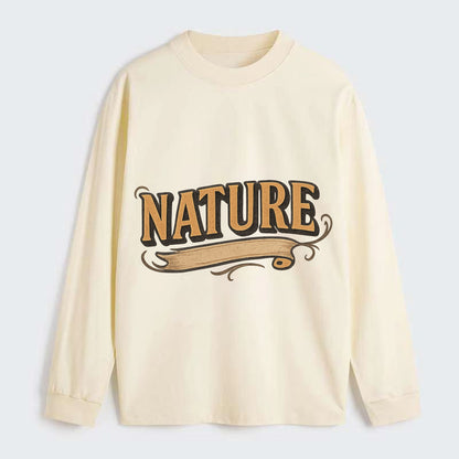 Bold typography design - "NATURE" - natural world, organic - Classic Long Sleeve Shirt - Beige