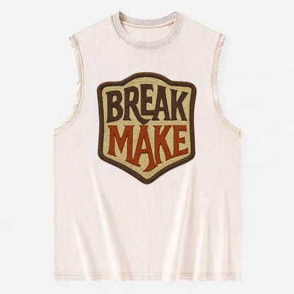 BREAK;MAKE THE RULES Rebel Red Snapback - Vintage Washed Tank - Beige