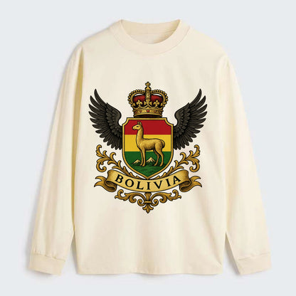 Bolivia Llama Emblem  - Classic Long Sleeve Shirt - Beige