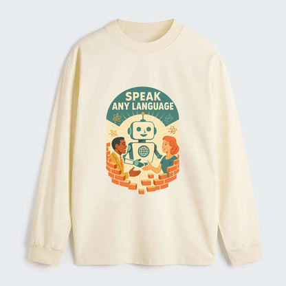 Language learning AI breaking down barriers - "Speak Any Language" - - Classic Long Sleeve Shirt - Beige