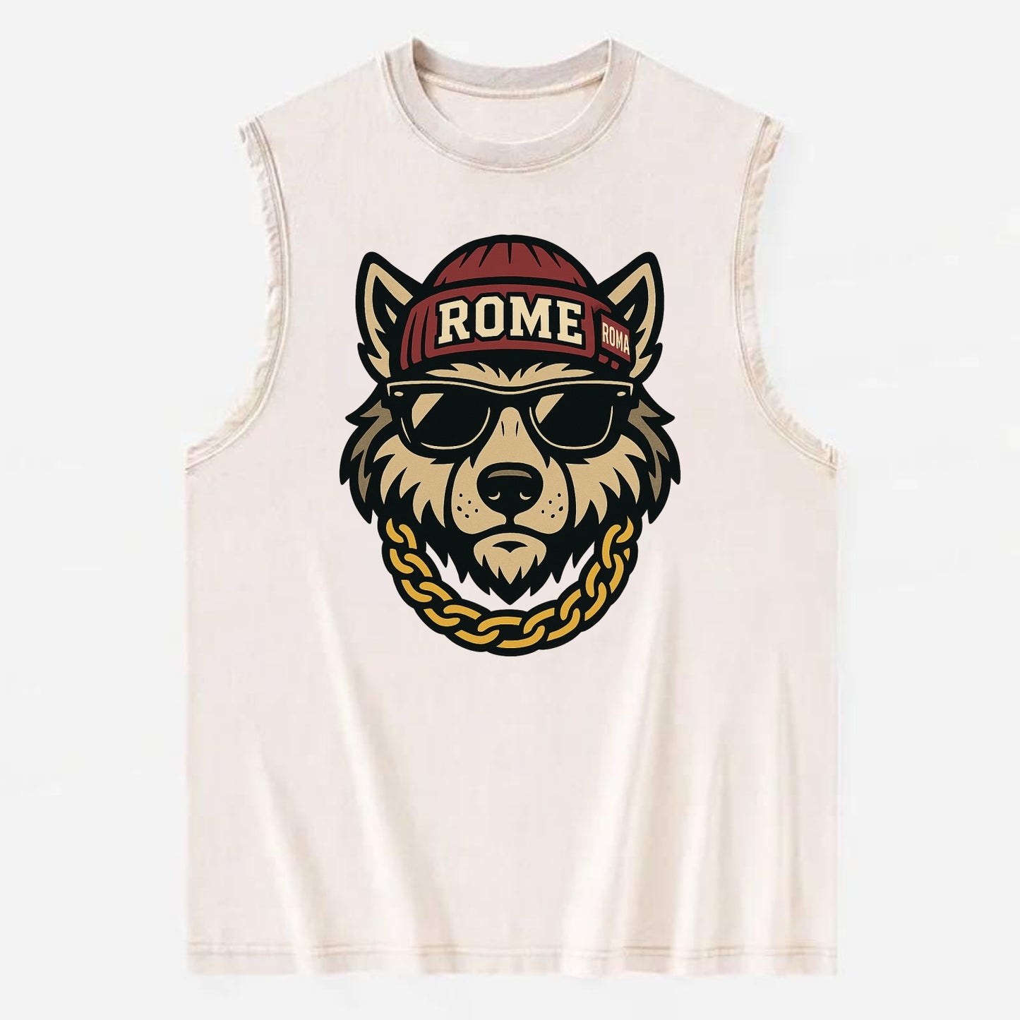 Rome Wolf - Vintage Washed Tank - Beige