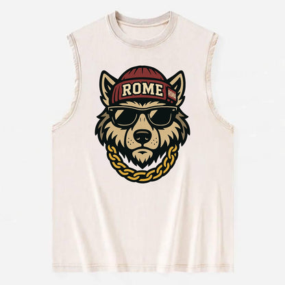 Rome Wolf - Vintage Washed Tank - Beige