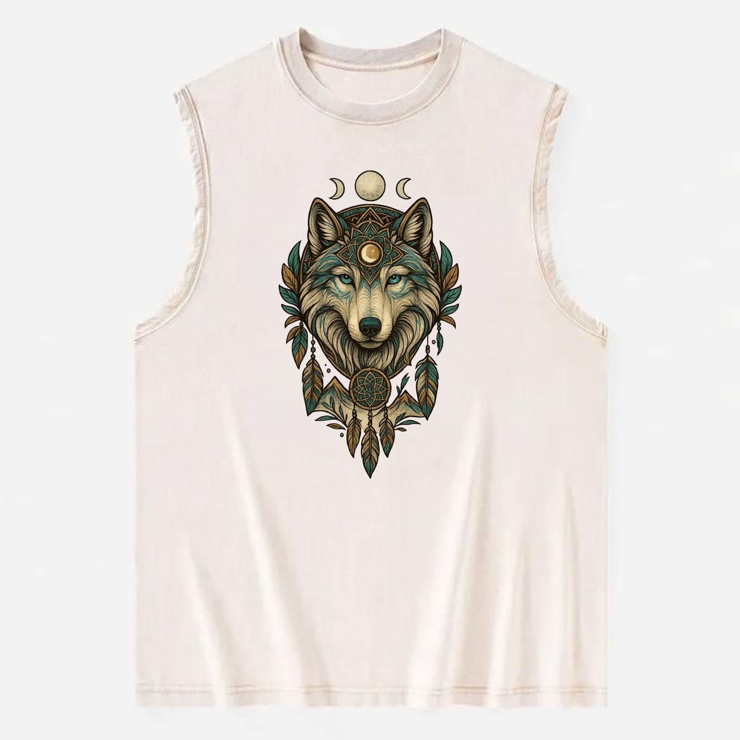 Pearl Wolf Shimmer  - Vintage Washed Tank - Beige