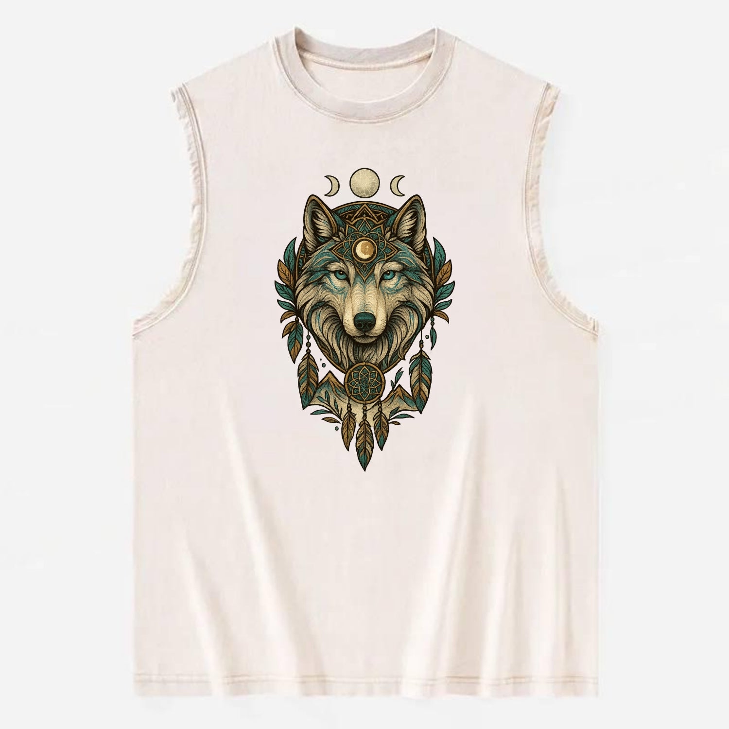 Pearl Wolf Shimmer  - Vintage Washed Tank - Beige
