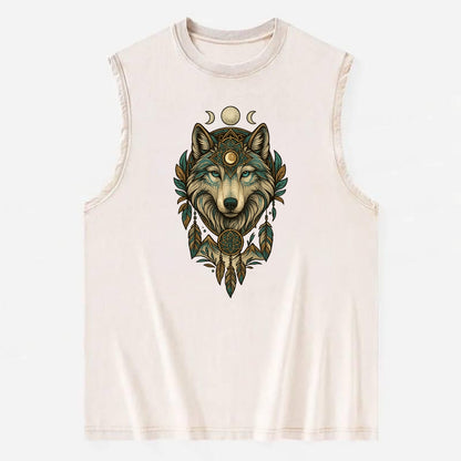 Pearl Wolf Shimmer  - Vintage Washed Tank - Beige