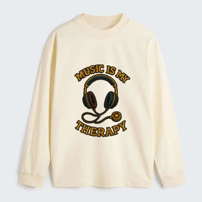 Music Is My Therapy  - Classic Long Sleeve Shirt - Beige
