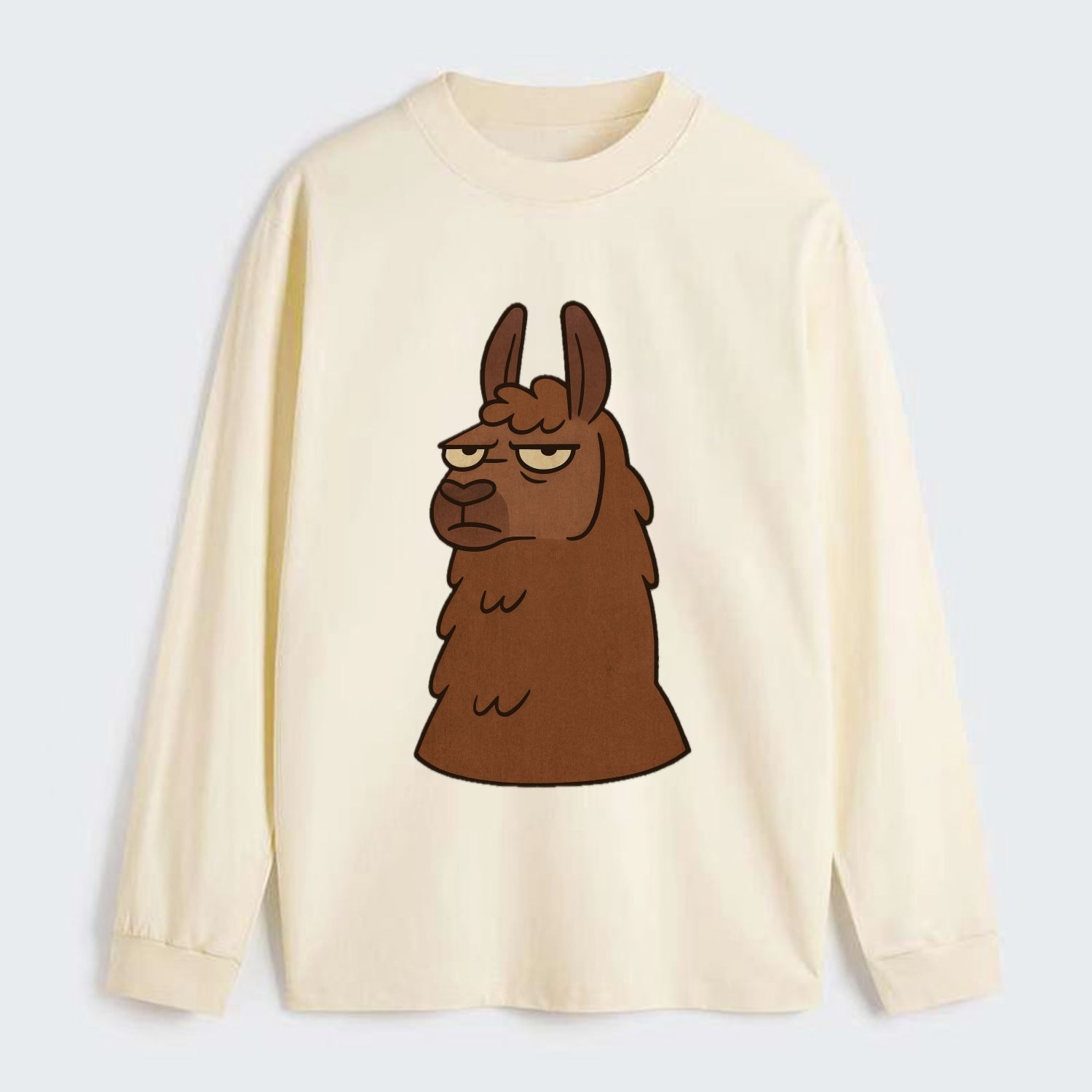 The Llama Judging Silently - Classic Long Sleeve Shirt - Beige