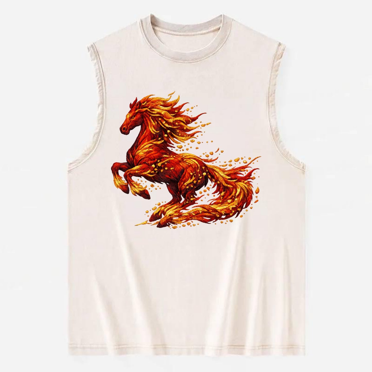EMBER RISING | Sparks forming into horse shape | Particles of fire | Energy - Vintage Washed Tank - Beige