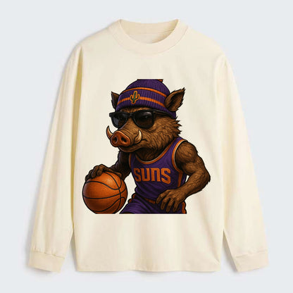 Phoenix Javelina wearing Suns beanie with cactus patch and wayfarer - Classic Long Sleeve Shirt - Beige