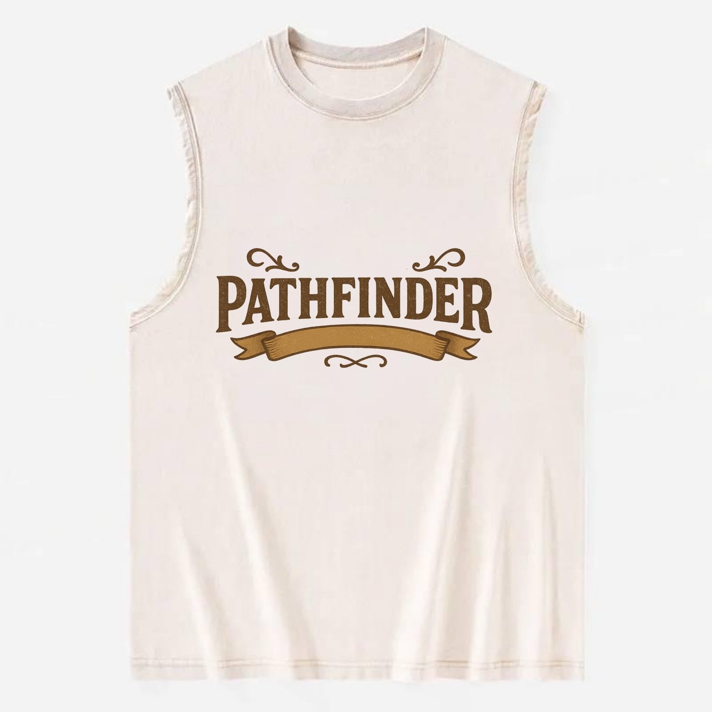 Bold typography design - "PATHFINDER" - finding the way, leading others - Vintage Washed Tank - Beige