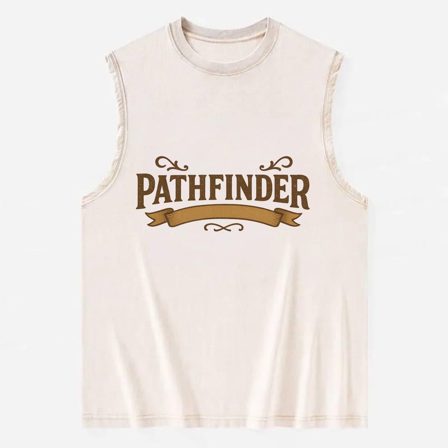 Bold typography design - "PATHFINDER" - finding the way, leading others - Vintage Washed Tank - Beige