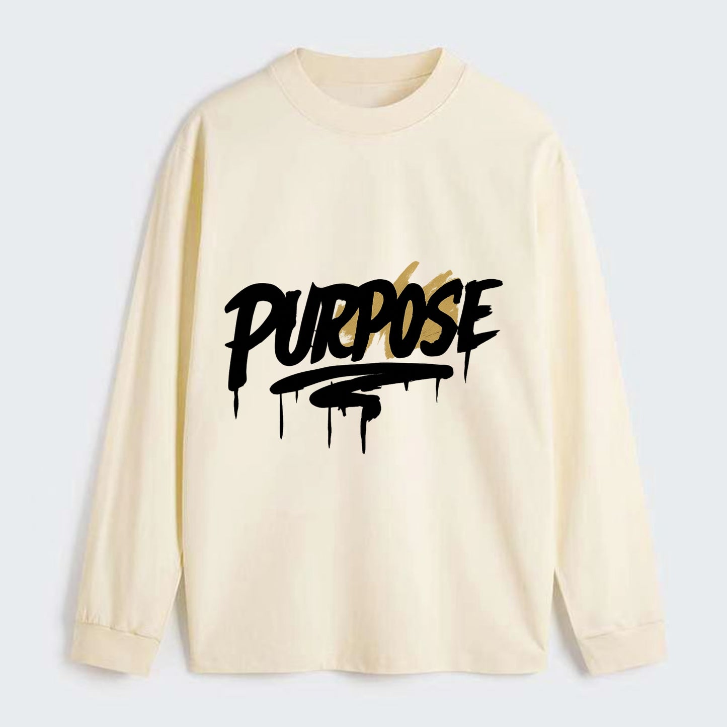 Bold typography design - "PURPOSE" - reason for being - Classic Long Sleeve Shirt - Beige