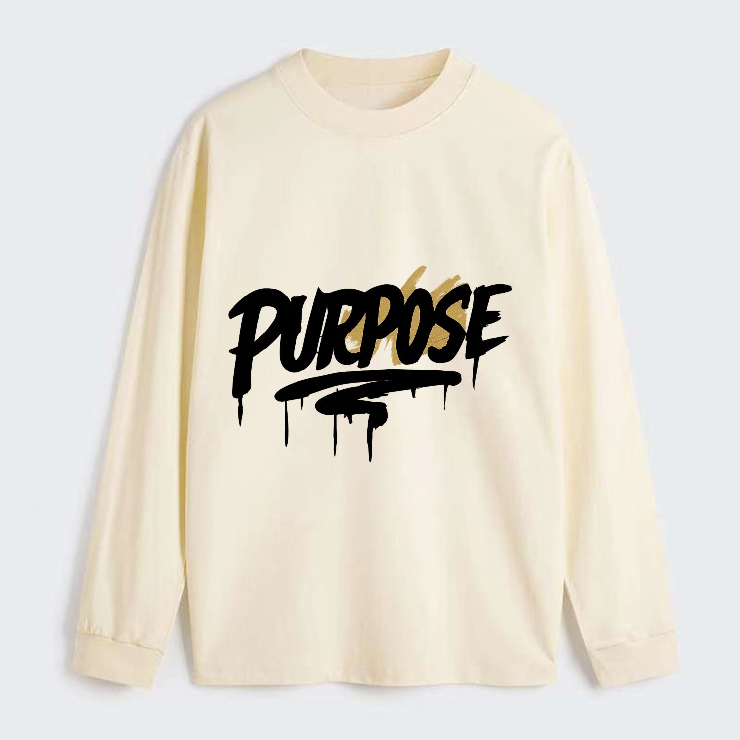 Bold typography design - "PURPOSE" - reason for being - Classic Long Sleeve Shirt - Beige