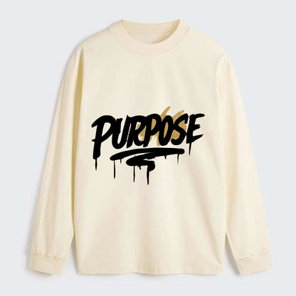 Bold typography design - "PURPOSE" - reason for being - Classic Long Sleeve Shirt - Beige