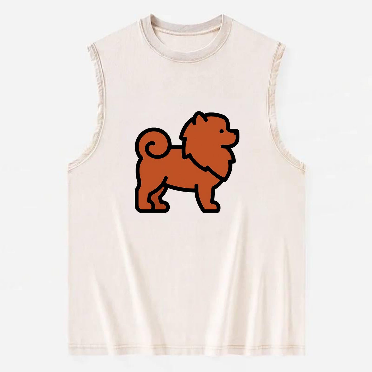 Chow Chow - Red fluffy flat side profile - Vintage Washed Tank - Beige