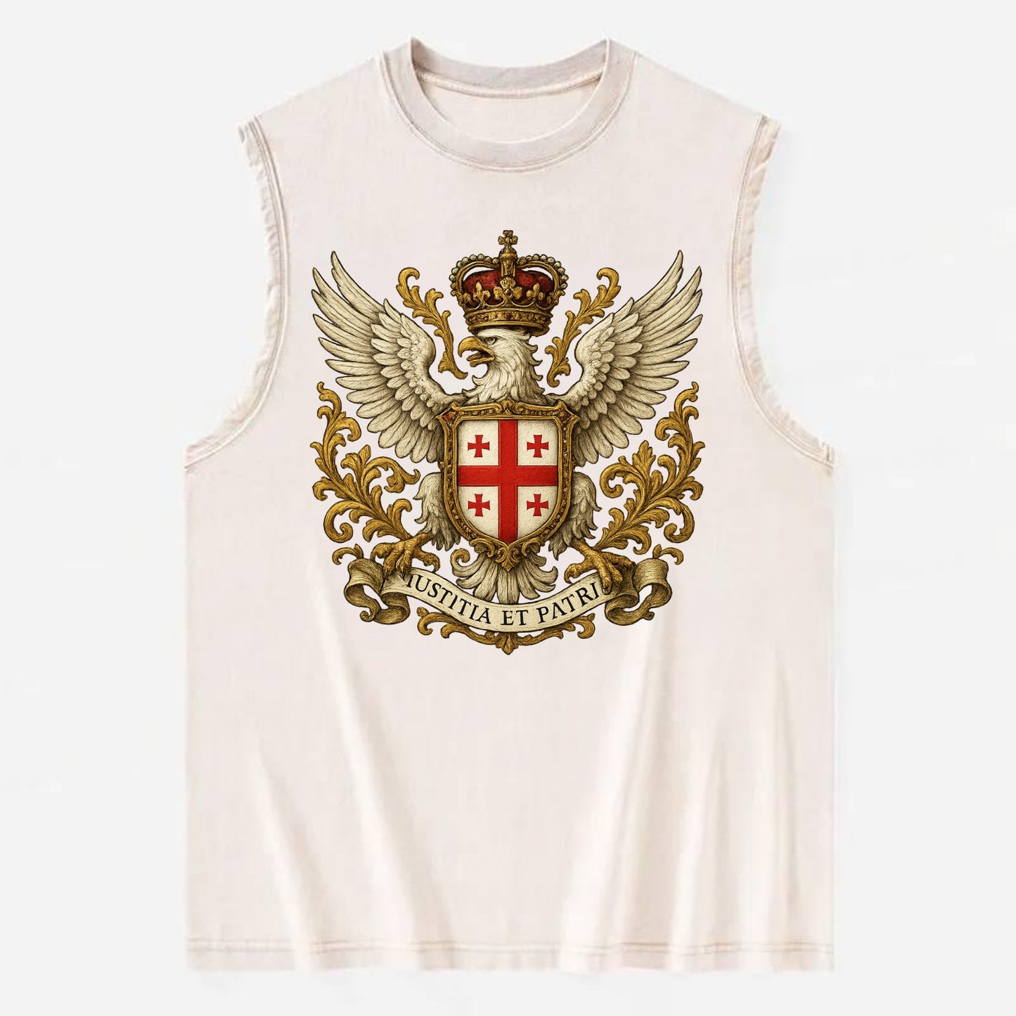 Georgia White Eagle Emblem  - Vintage Washed Tank - Beige