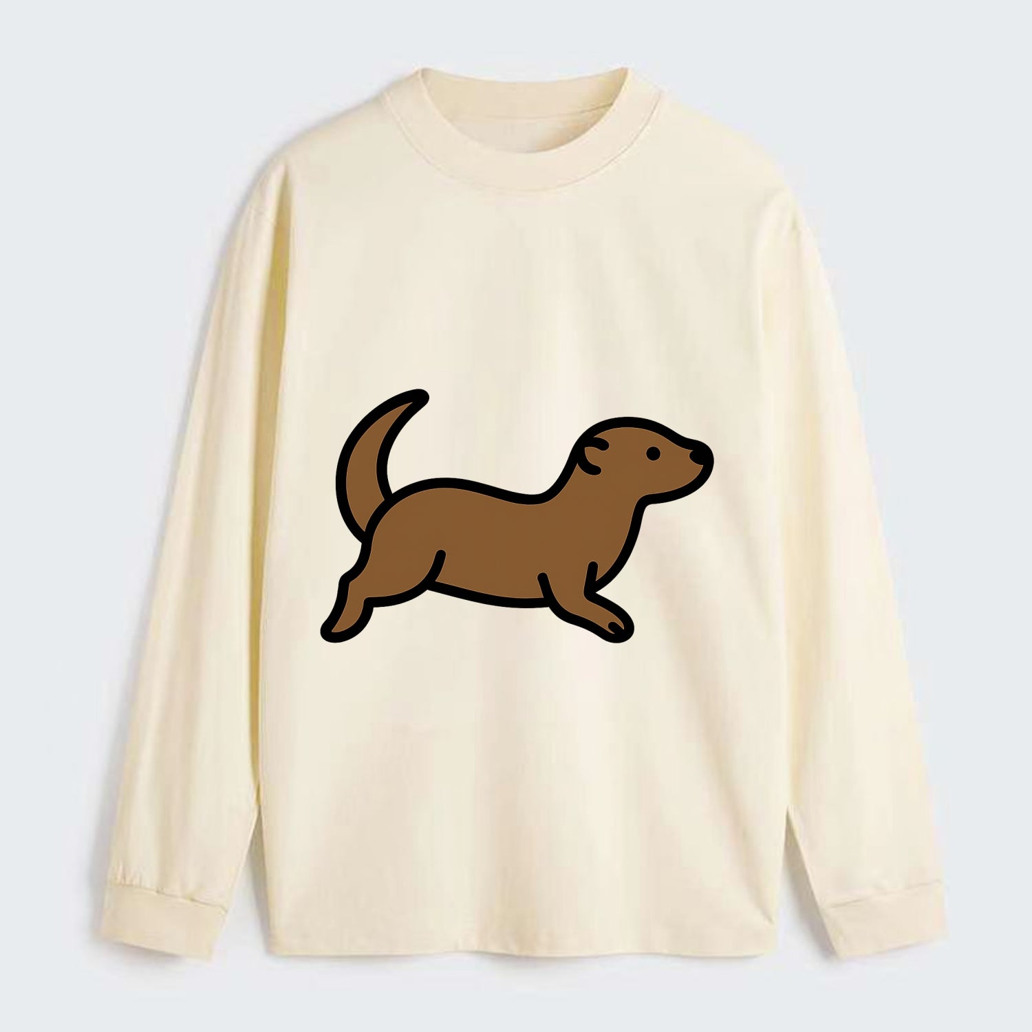 Otter - Brown sleek swimming pose flat side profile - Classic Long Sleeve Shirt - Beige