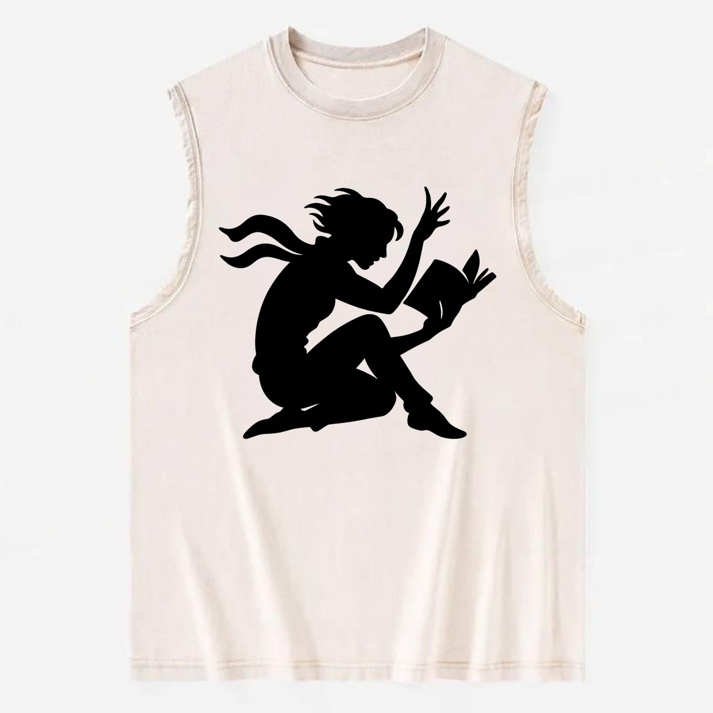 Reader lost in book moment - Vintage Washed Tank - Beige