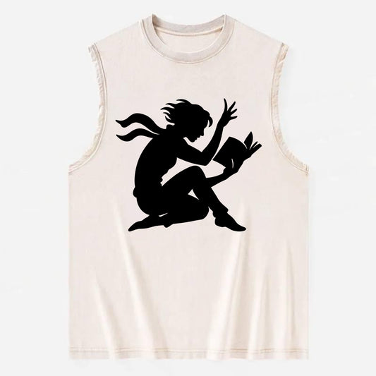Reader lost in book moment - Vintage Washed Tank - Beige