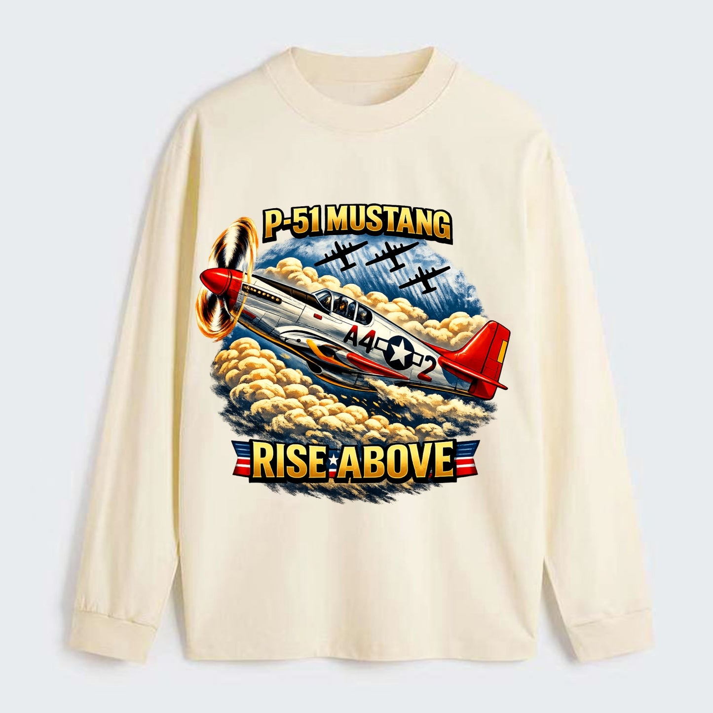 P 51 Mustang Rise Above - Classic Long Sleeve Shirt - Beige