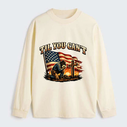 Til You Cant - Praying Cowboy - Classic Long Sleeve Shirt - Beige