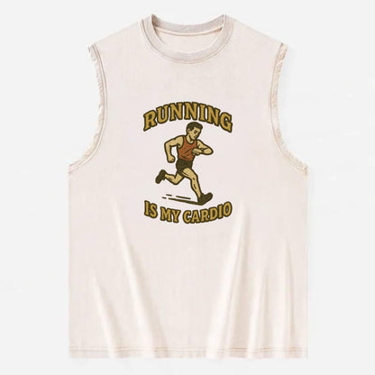 Running Late Is My Cardio  - Vintage Washed Tank - Beige