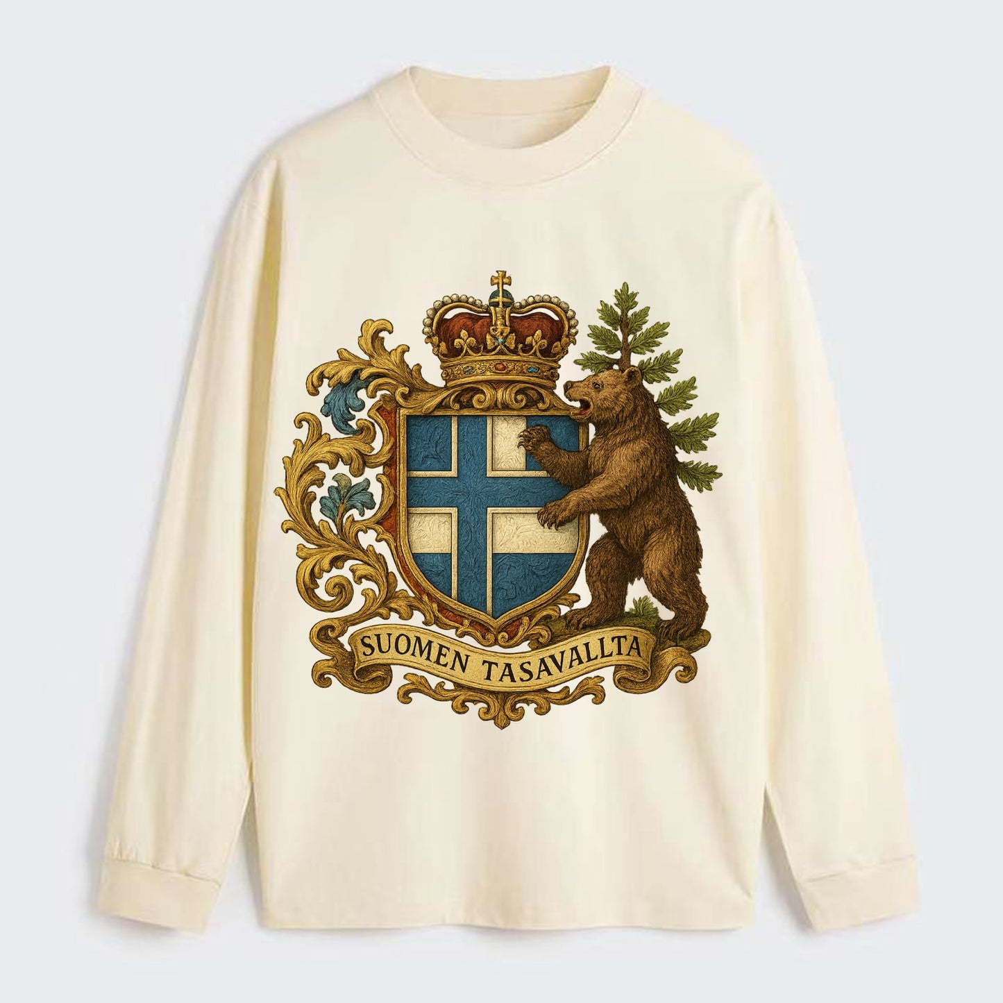 Finland Brown Bear Emblem - Classic Long Sleeve Shirt - Beige