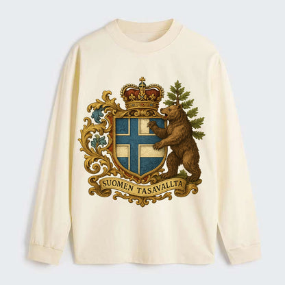 Finland Brown Bear Emblem - Classic Long Sleeve Shirt - Beige