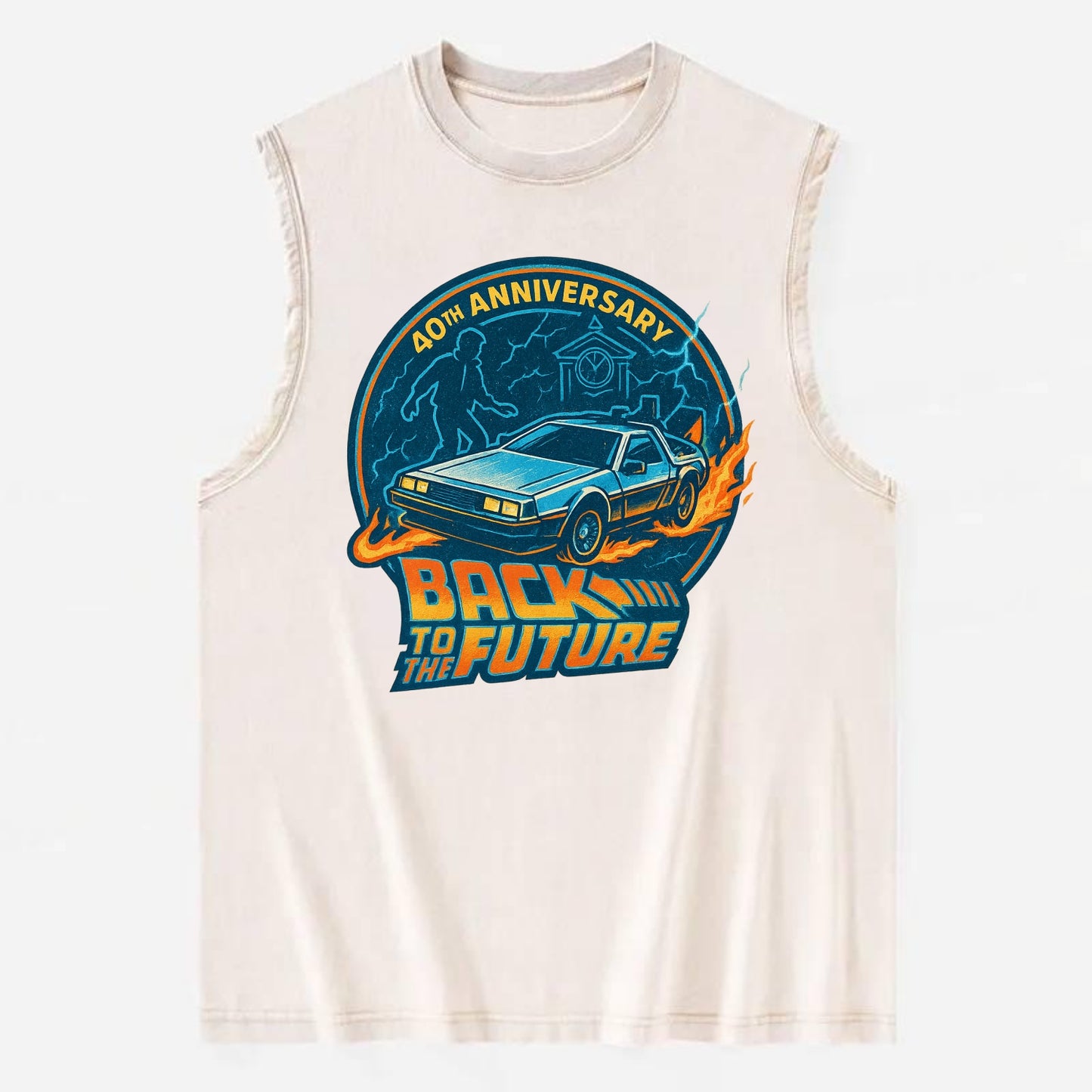 Back To The Future 40th Anniversary - Vintage Washed Tank - Beige
