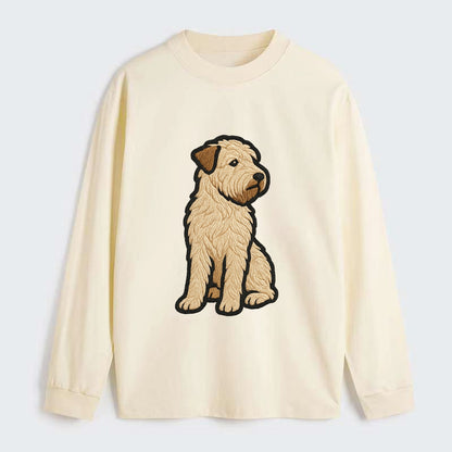 Soft Coated Wheaten Terrier - Light tan flowing coat embroidered pose - Classic Long Sleeve Shirt - Beige