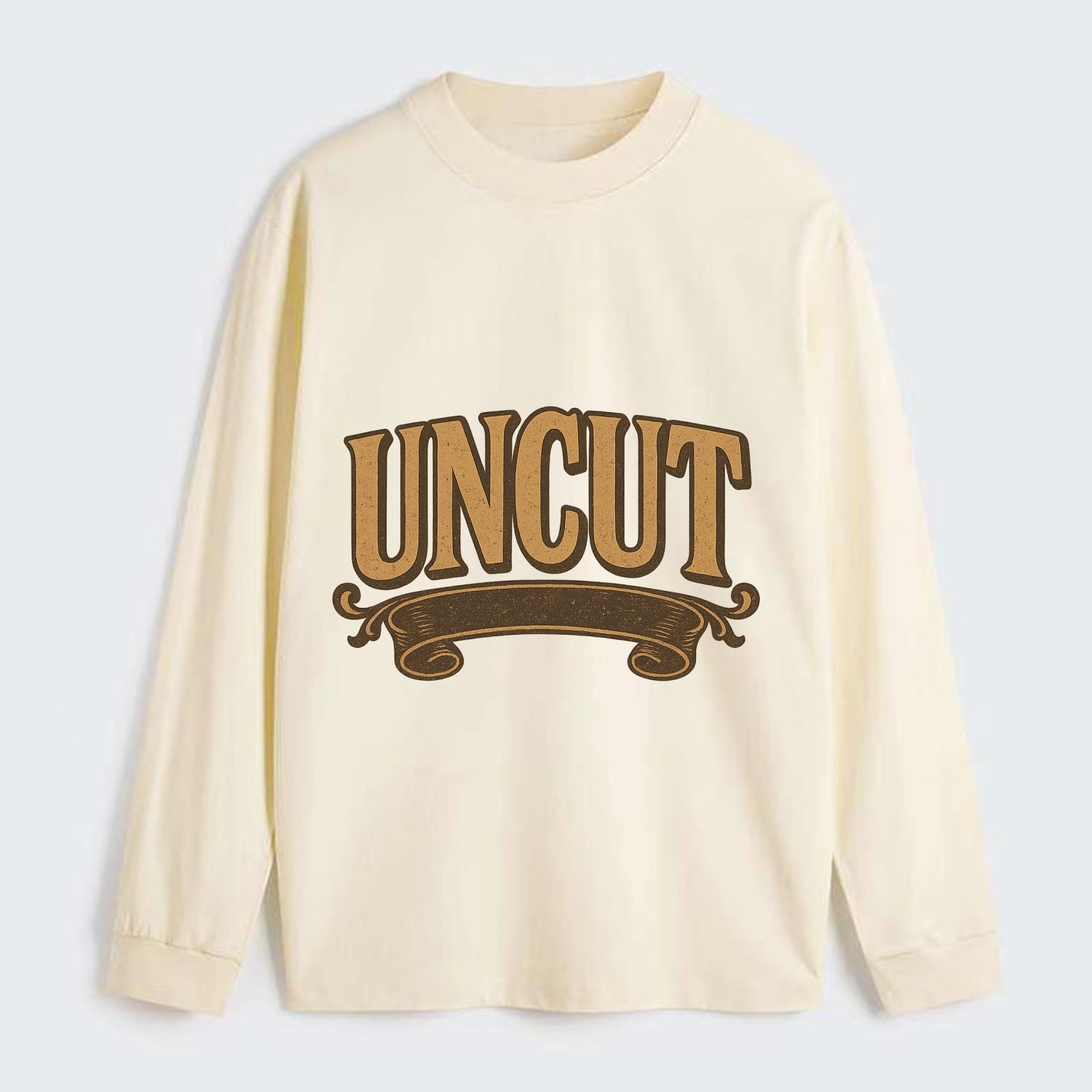 Bold typography design - "UNCUT" - pure, undiluted, authentic - Classic Long Sleeve Shirt - Beige