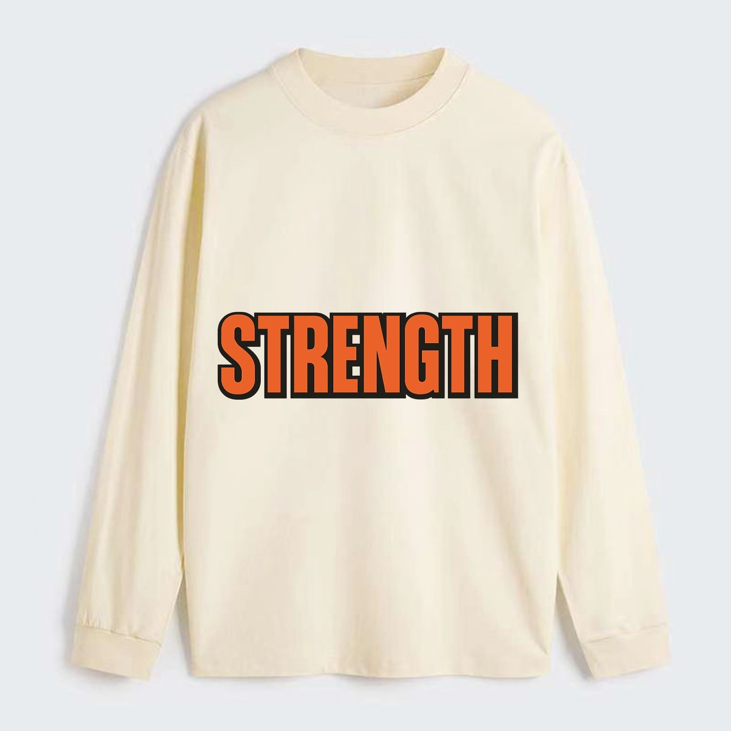 Bold typography design - "STRENGTH" - inner power, resilience, fortitude - Classic Long Sleeve Shirt - Beige