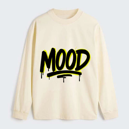 Bold typography design - "MOOD" - current state, feeling it - Classic Long Sleeve Shirt - Beige