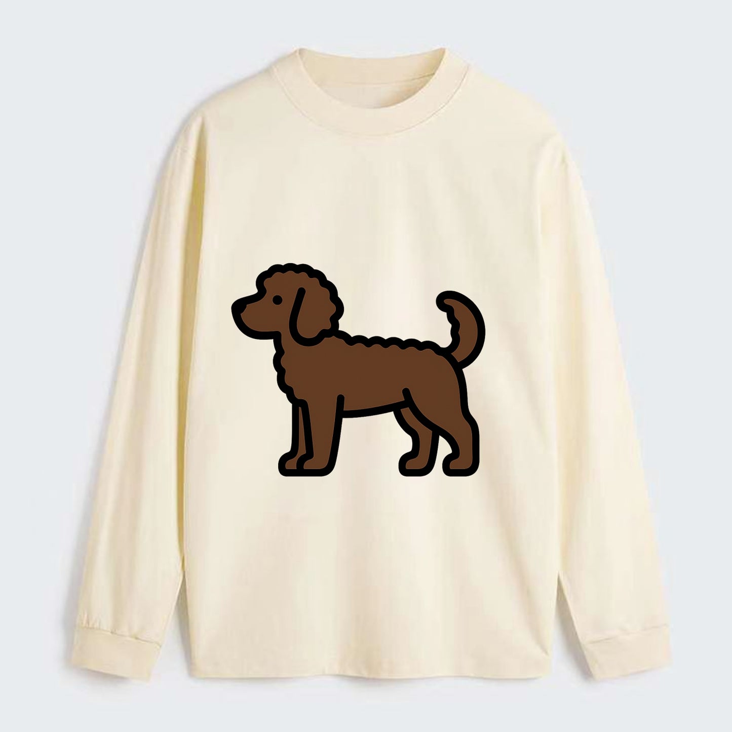 Labradoodle - Chocolate curly flat side profile - Classic Long Sleeve Shirt - Beige