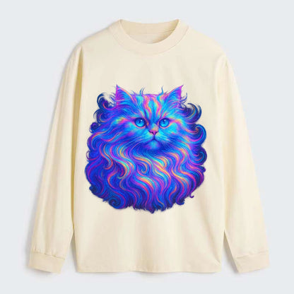Luxurious Persian cat with flowing fur that refracts into rainbow - Classic Long Sleeve Shirt - Beige