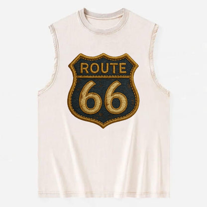 Route 66  - Vintage Washed Tank - Beige