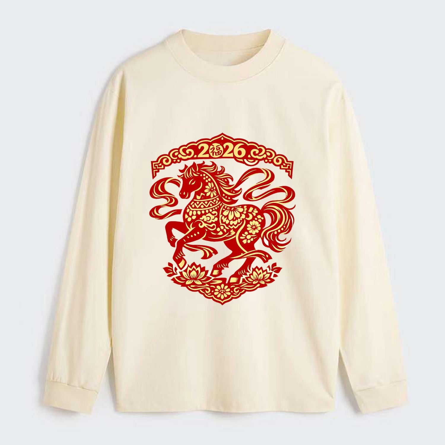 DANCING HORSE | Elegant prancing horse in motion | Graceful curved pose - Classic Long Sleeve Shirt - Beige