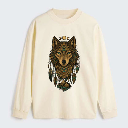 Tattoo Wolf Flash  - Classic Long Sleeve Shirt - Beige