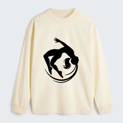 Gymnast mid-backflip rotation - Classic Long Sleeve Shirt - Beige