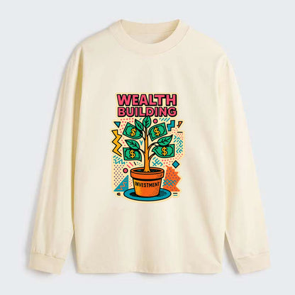 Money tree growing from investment pot - financial independence - Classic Long Sleeve Shirt - Beige